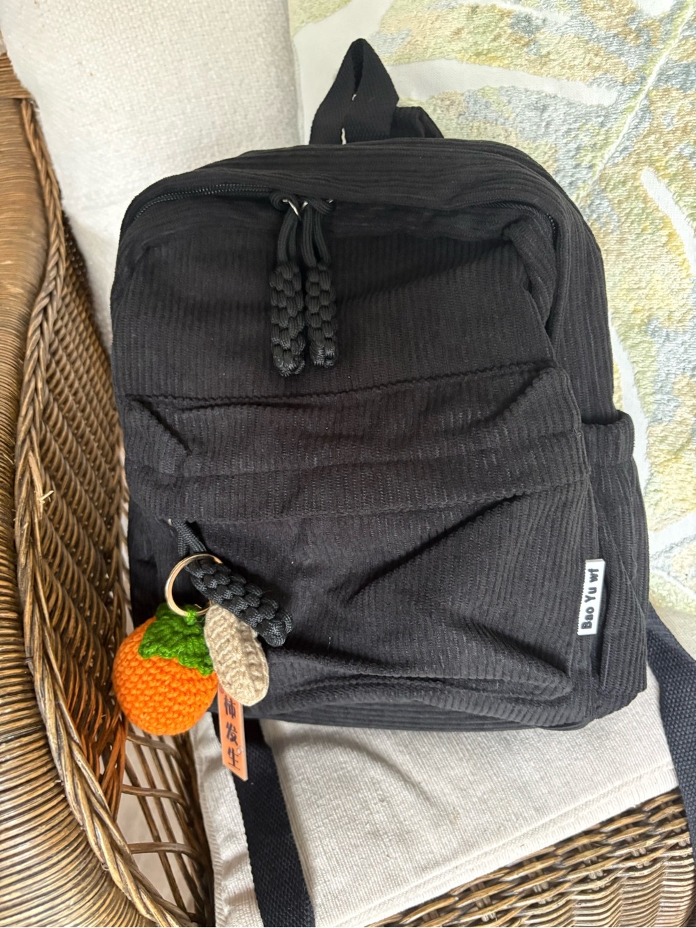 Black Backpack - Bao yo Corduroy Daypack NWT